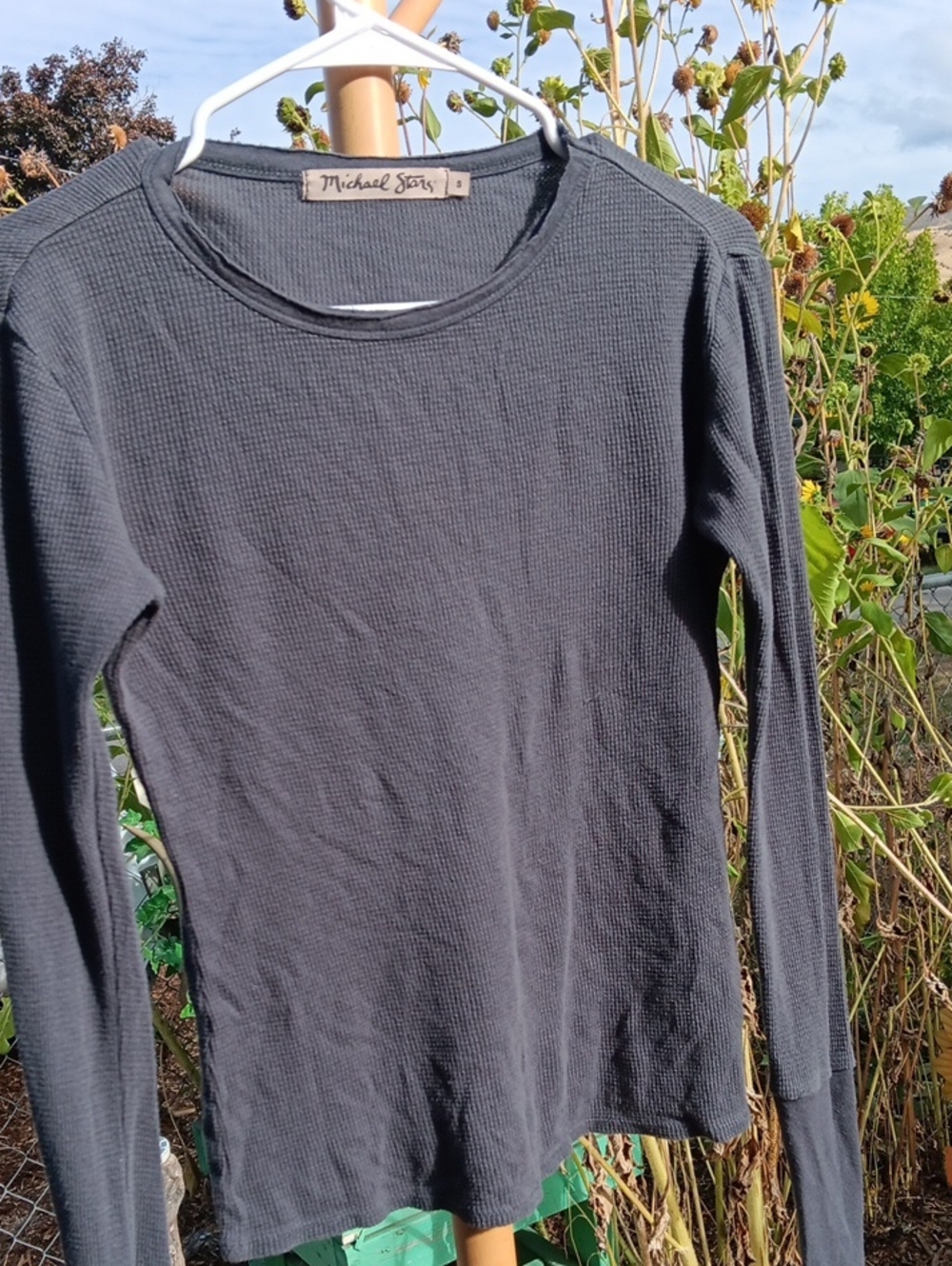 Michael Stars Black Waffle-Knit Crewneck Sweater